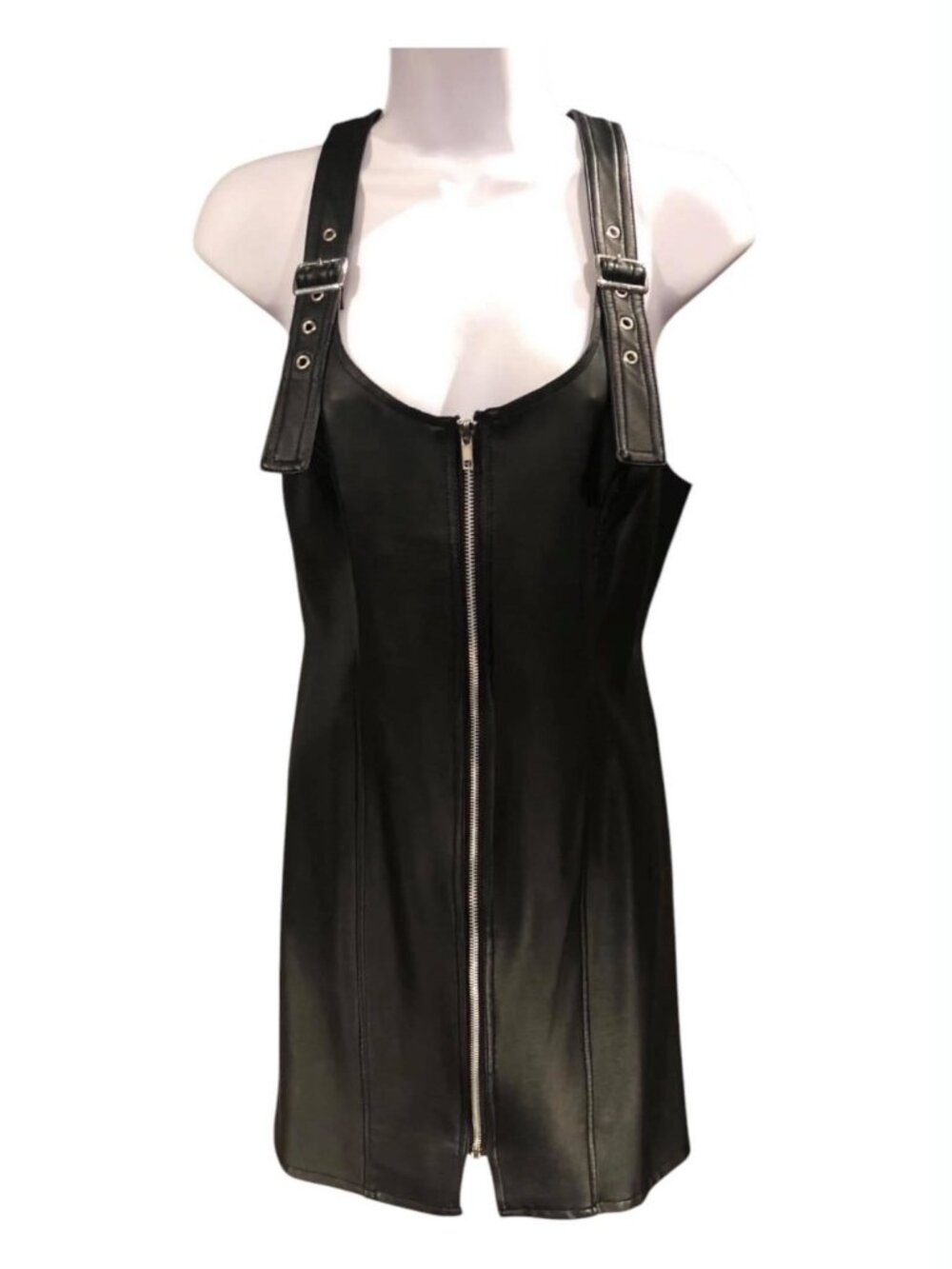 Black Faux Leather Mini Dress Neutral Zone Small